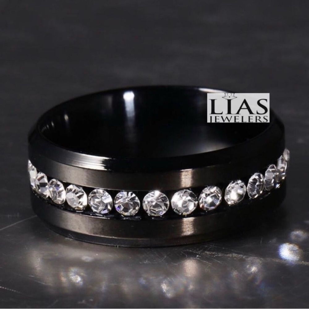 New s925 black gunmetal wedding ring set